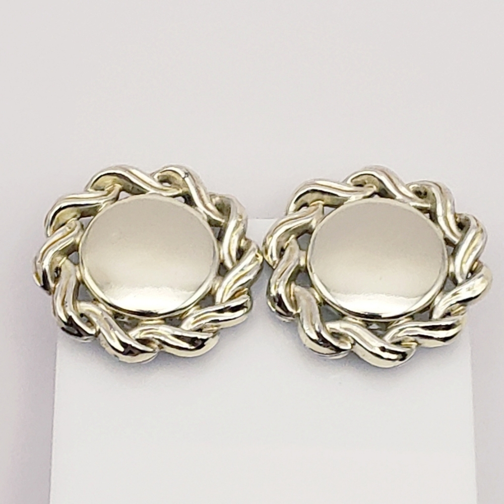 Vintage TARA Gold Tone Woven Clip Earrings